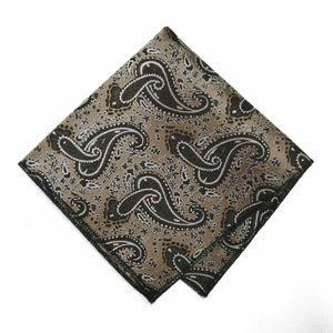 Folded light brown paisley pattern pocket square