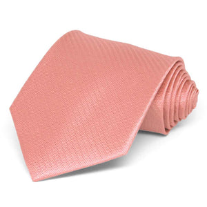 Light Coral Herringbone Silk Extra Long Necktie