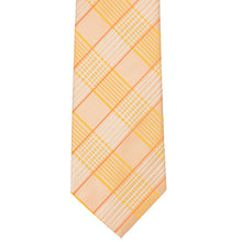 Load image into Gallery viewer, Flat front view of a light orange plaid extra long tie