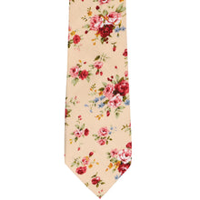 Load image into Gallery viewer, Peach floral narrow tie, laid flat