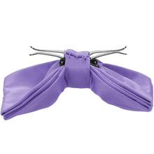 Load image into Gallery viewer, The side view of a light purple clip-on bow tie