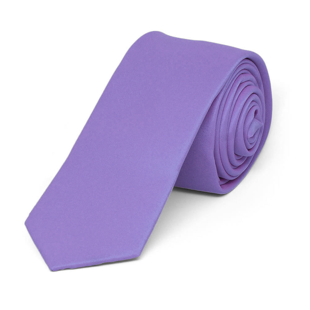 Light Purple Skinny Solid Color Necktie, 2