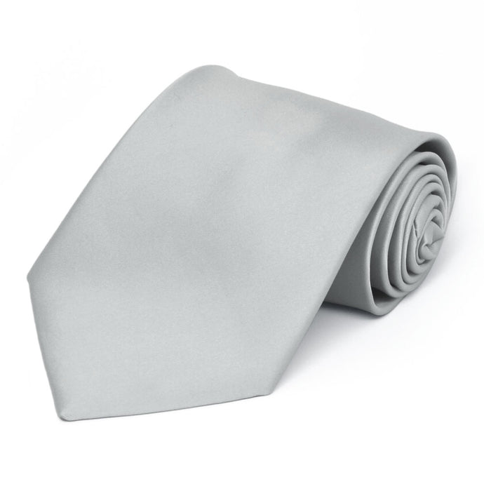 Light Silver Premium Extra Long Solid Color Necktie