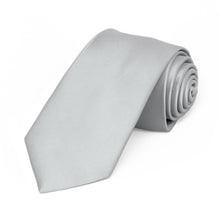 Load image into Gallery viewer, Light Silver Premium Slim Necktie, 2.5&quot; Width