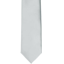 Load image into Gallery viewer, Front bottom view of a light silver slim tie