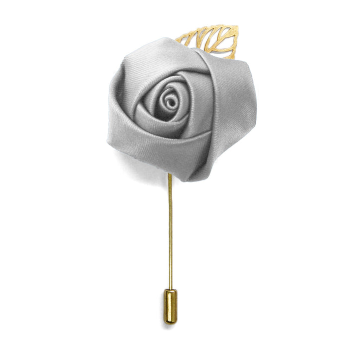 Light Silver Premium Flower Lapel Pin