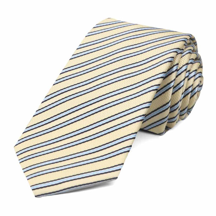 Light Yellow Alice Striped Slim Necktie