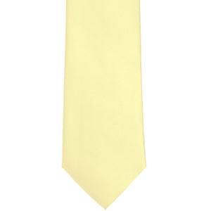Front bottom view of a light yellow solid tie