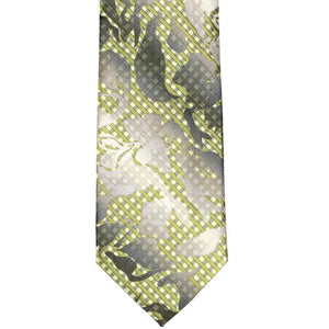 Lime green floral gingham tie