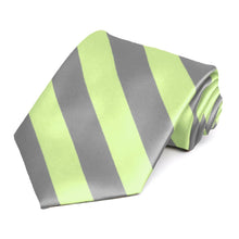 Load image into Gallery viewer, Lime Green and Gray Striped Tie