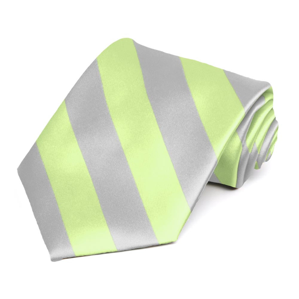 Lime Green and Silver Striped Tie