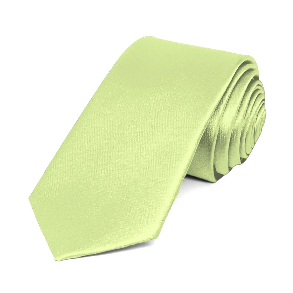 Lime Green Slim Solid Color Necktie, 2.5