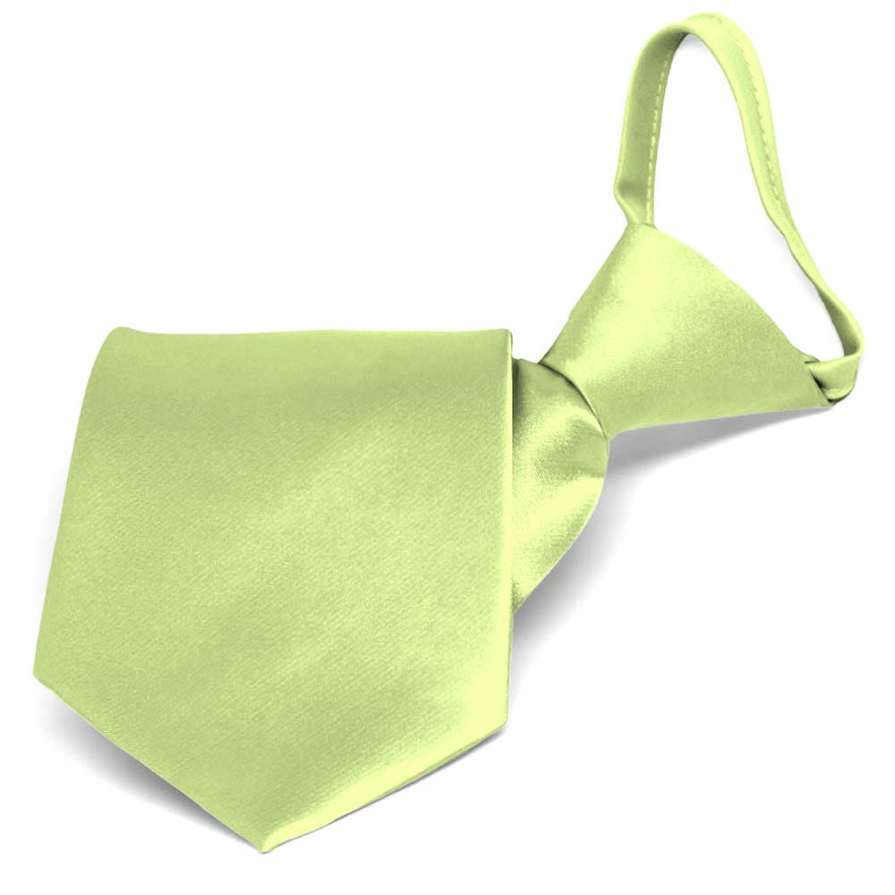 Lime Green Solid Color Zipper Tie
