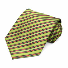Load image into Gallery viewer, Key Lime Green Alice Striped Necktie