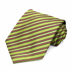Key Lime Green Alice Striped Necktie