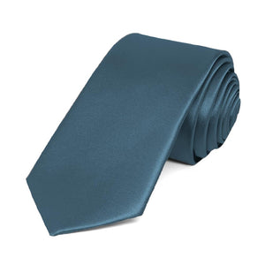 Loch Blue Slim Solid Color Necktie, 2.5" Width