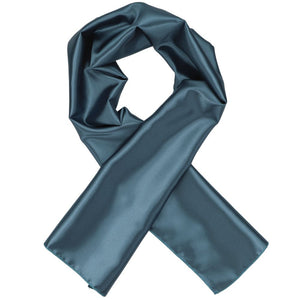 Women's loch blue solid scarf, crossed over itself