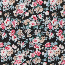 Load image into Gallery viewer, Black floral cotton fabric