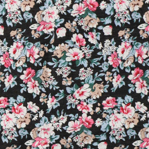 Black floral cotton fabric