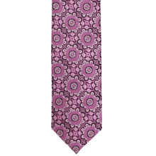 Load image into Gallery viewer, Front view of a magenta abstract floral tie