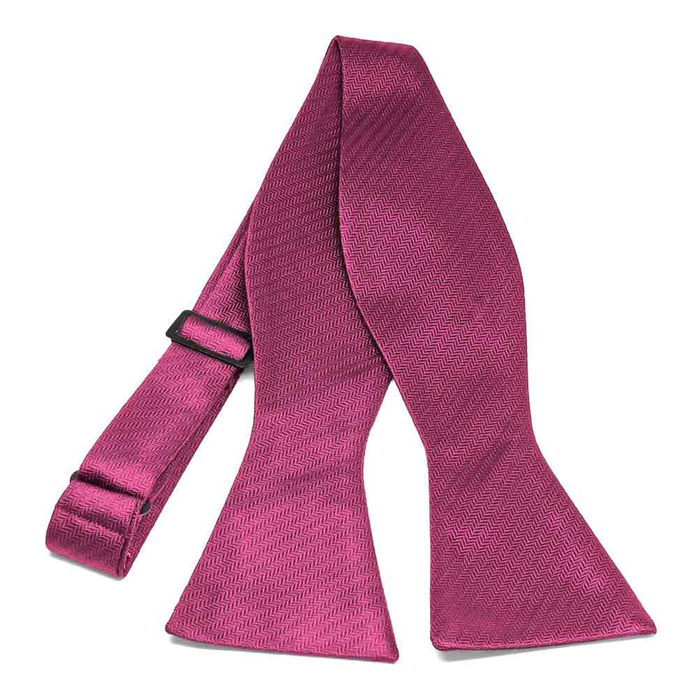 Magenta Herringbone Silk Self-Tie Bow Tie