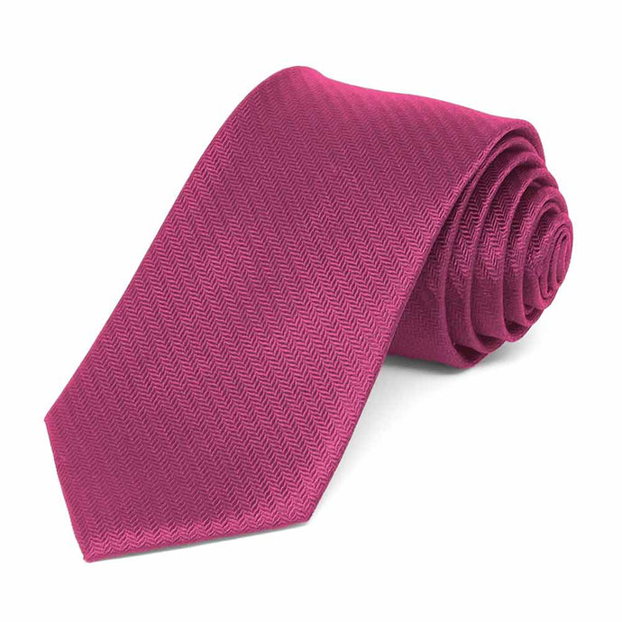 Magenta Herringbone Silk Slim Necktie, 2.5