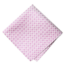 Load image into Gallery viewer, A folded dark pink pocket square with a white trellis pattern