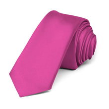Load image into Gallery viewer, Magenta Premium Skinny Necktie, 2&quot; Width