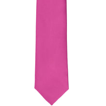 Load image into Gallery viewer, Front bottom view on a magenta slim tie