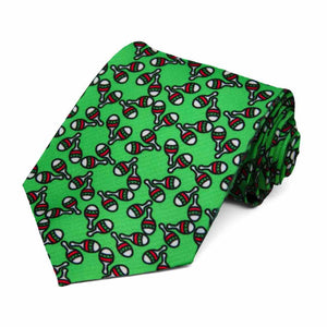 Fun Mexican maraca themed novelty tie in green