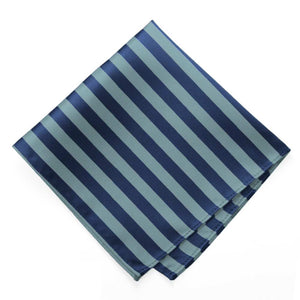 Marine Blue Formal Striped Pocket Square