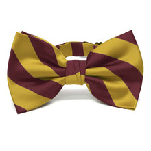Load image into Gallery viewer, Maroon and Gold Striped Bow Tie