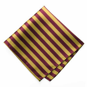 Maroon and Gold Formal Striped Pocket Square