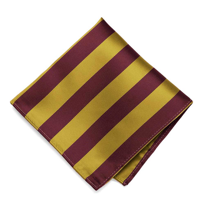 Maroon and Gold Striped Pocket Square