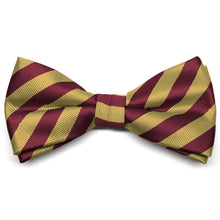 Load image into Gallery viewer, Maroon and Gold Formal Striped Bow Tie