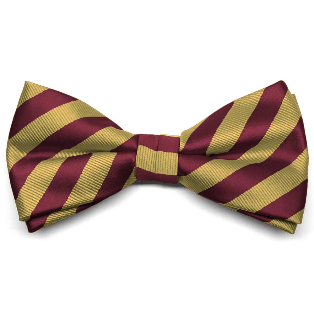 Maroon and Gold Formal Striped Bow Tie