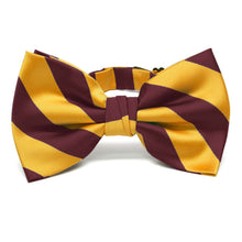 Load image into Gallery viewer, Maroon and Golden Yellow Striped Bow Tie