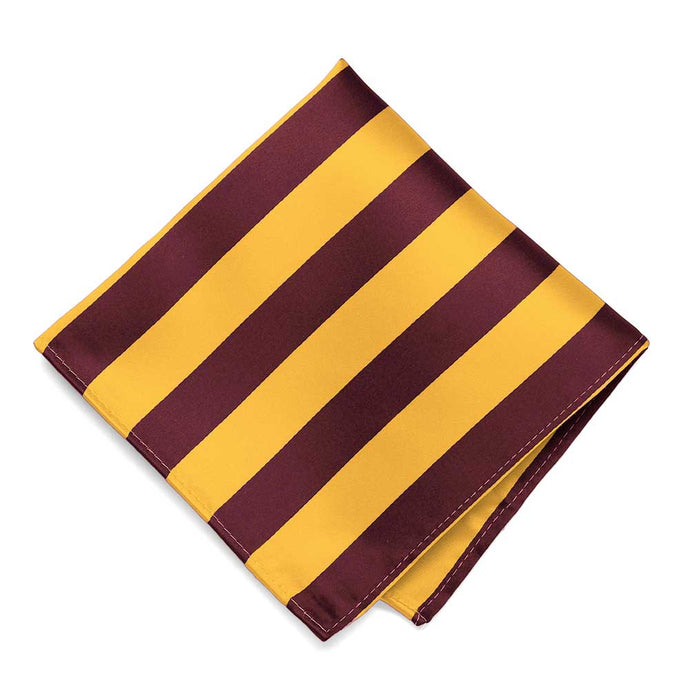 Maroon and Golden Yellow Striped Pocket Square