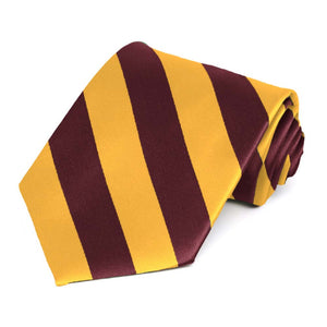 Maroon and Golden Yellow Striped Tie