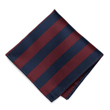 Load image into Gallery viewer, Maroon and Navy Blue Striped Pocket Square