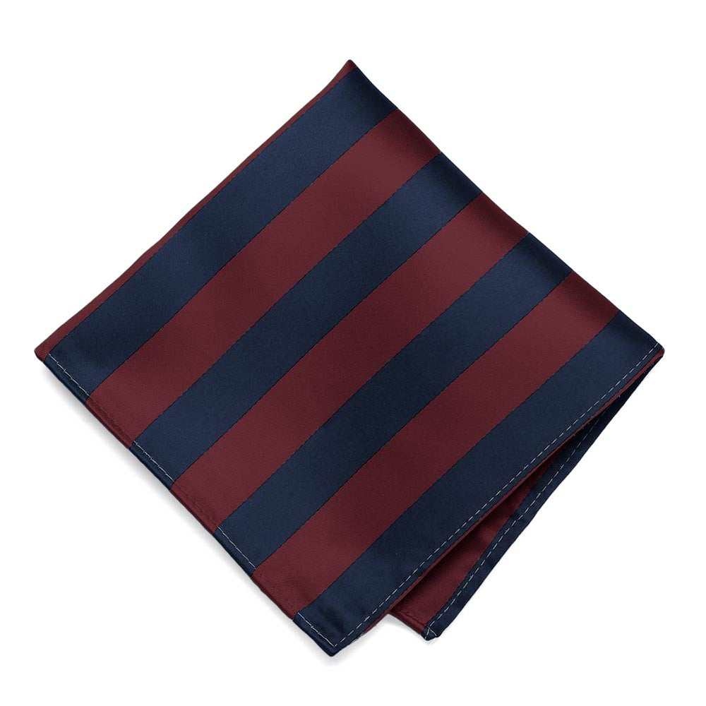 Maroon and Navy Blue Striped Pocket Square