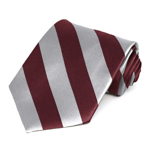 Maroon and Silver Striped Tie