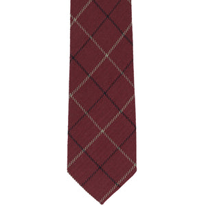 Maroon plaid wool tie