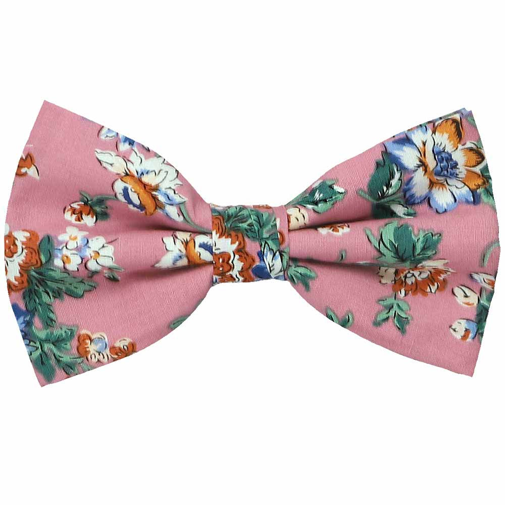 Muted dark mauve floral pre-tied bow tie