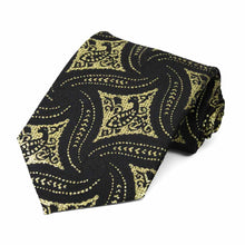 Load image into Gallery viewer, Black and Gold Chadwick Paisley Necktie