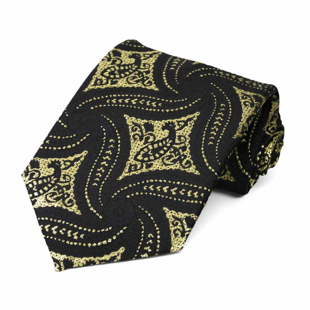 Black and Gold Chadwick Paisley Necktie