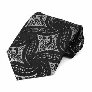 Black and Silver Chadwick Paisley Necktie
