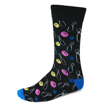 Load image into Gallery viewer, Men&#39;s colorful bowling socks in black backgorund
