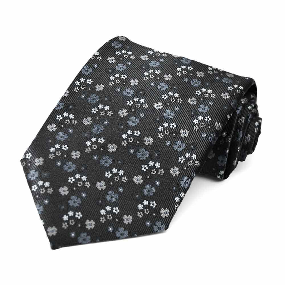Black Sidney Floral Necktie