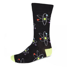 Load image into Gallery viewer, Men&#39;s chemistry theme dress socks in black and lime green